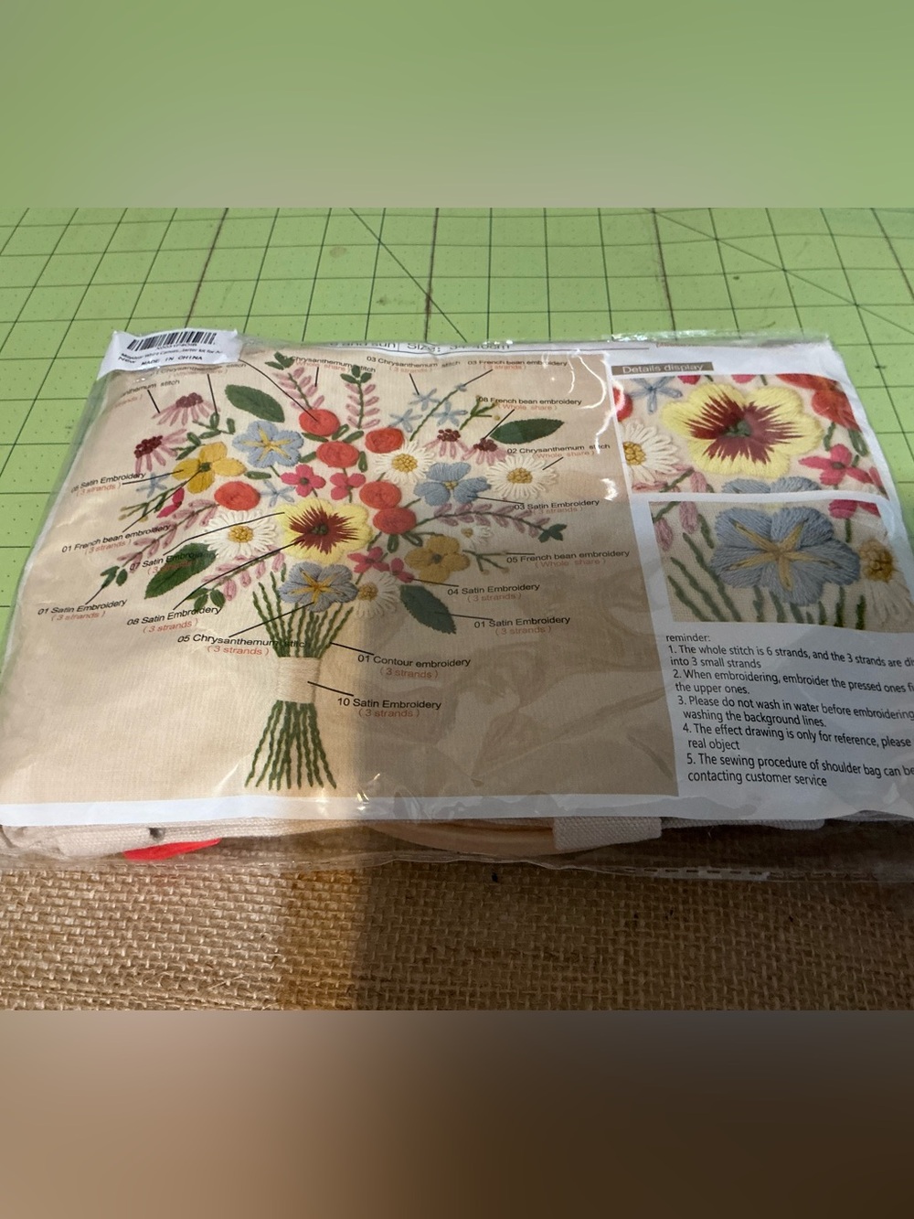 Floral Embroidery Tote embroidery kit